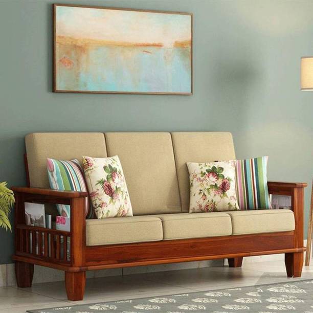 VARSHA FURNITURE Solid Wood Premium Quanlity 3 Seater Wooden Sofa set for living Room Furniture Fabric 3 Seater  Sofa