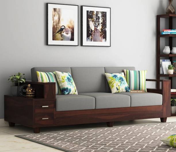 Mamata Wood Decor Sheesham Solid wood for living room Fabric 3 Seater  Sofa