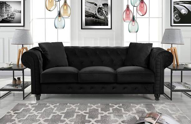 Flipkart Perfect Homes Modern Classic 3 Seater Fabric & Valvet Tufted Chesterfield Sofa Fabric 3 Seater  Sofa
