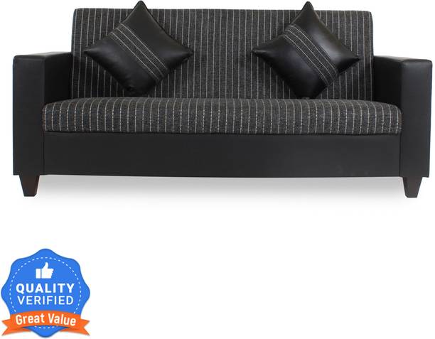 Flipkart Perfect Homes Crete Leatherette and Fabric 3 Seater  Sofa