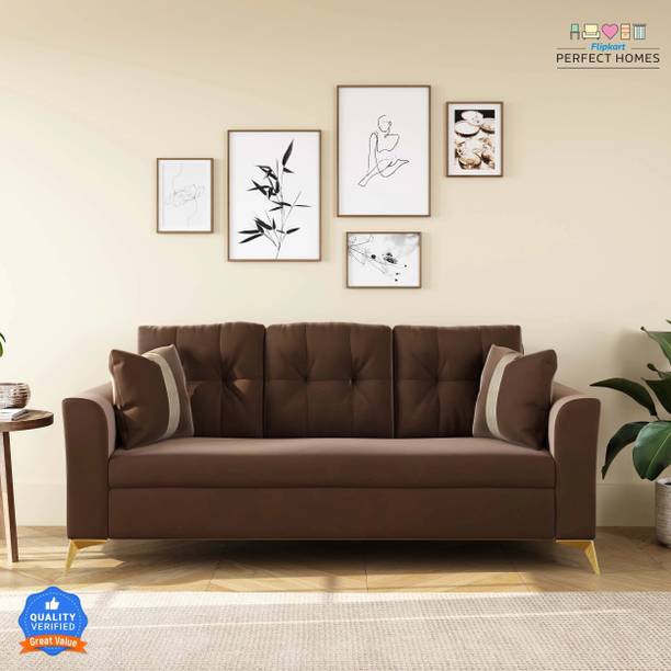 Flipkart Perfect Homes Solo Breathable, Elegant, Durable Easy Clean & Modern Appeal Fabric 3 Seater  Sofa
