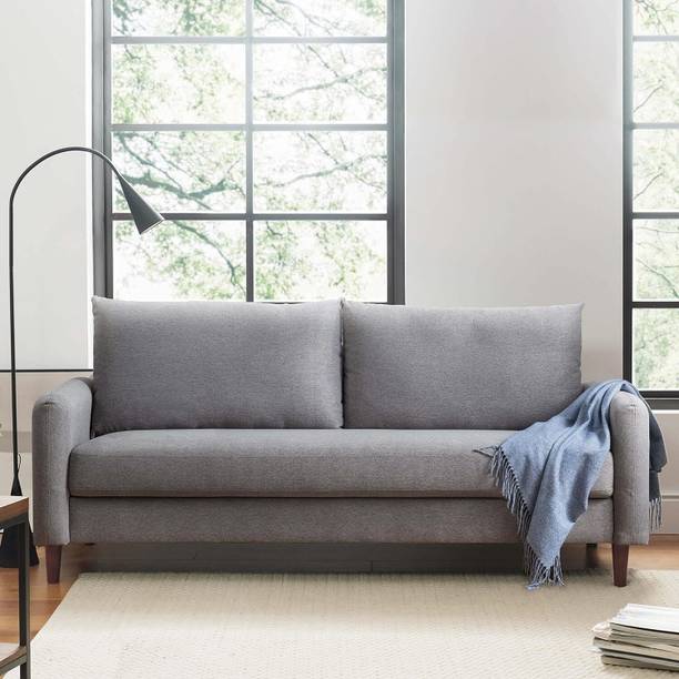 DMK Solid Wood Framed Upholstered Three Seater Fabric Sofa For Living Room/ Office | Fabric 3 Seater  Sofa