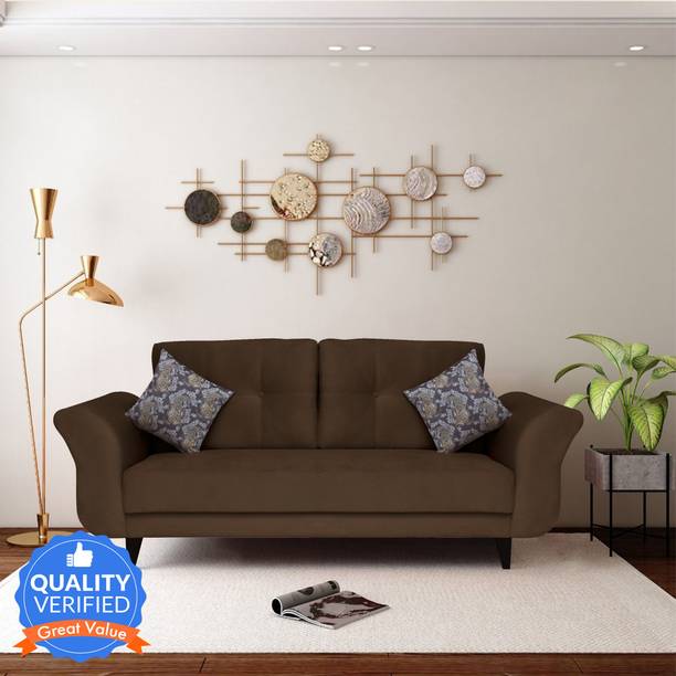 CARLTON LONDON Miami Three Seater Cushion Back Sofa With 3 Years Warranty Fabric 3 Seater  Sofa
