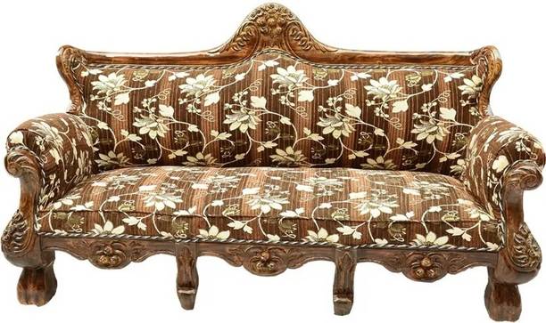 Home wood Fabric 3 Seater Sofa (Finish Color - honey Brown, Pre-assembled) Fabric 3 Seater  Sofa