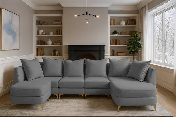 Casaliving Zoe Solid Wood 8 Seater  Sofa