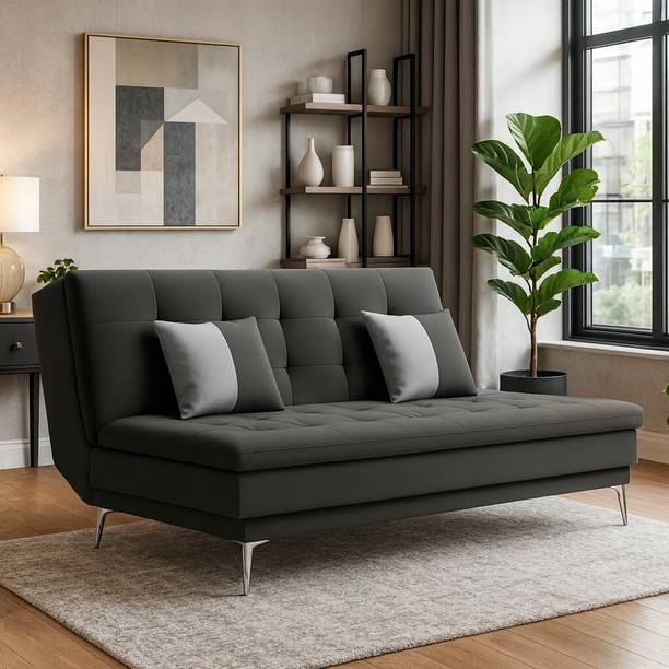 FURNY Flexinest 3 Seater Click-Clack Sofa Cum Bed Set for Bedroom| Soft Velvet Fabric Fabric 3 Seater  Sofa