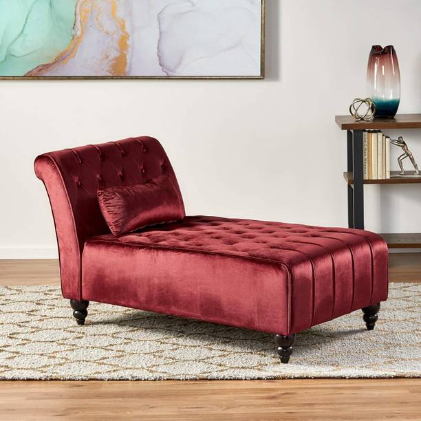Urban Signature Modern Glam Chesterfield Chaise Lounge - Teal Fabric 3 Seater  Sofa