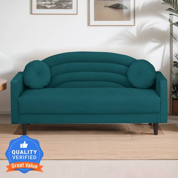 ARRA Rainbow Three Seater Sofa Round Quilted Back with Soft Velvet Fabric Fabric 3 Seater  Sofa