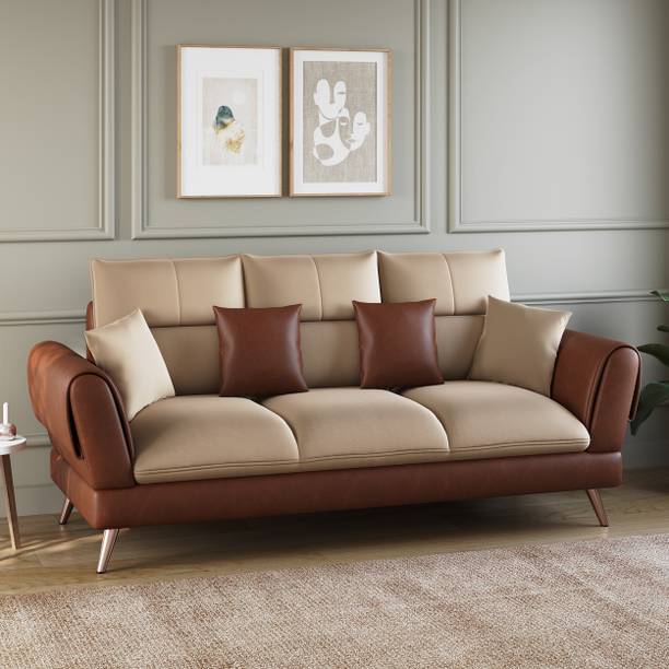 ARRA Ira Leatherette Three Seater Sofa Leatherette 3 Seater  Sofa