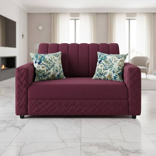 WAKESURE Premium Quality Velvet Fabric 2 Seater  Sofa