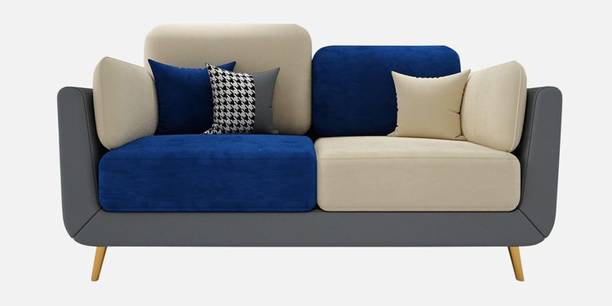 DECORIMPEX Stylish & sectional Sofa in Fabric Home and Office-(2 Seater Blue & Beige) Solid Wood 2 Seater Sofa