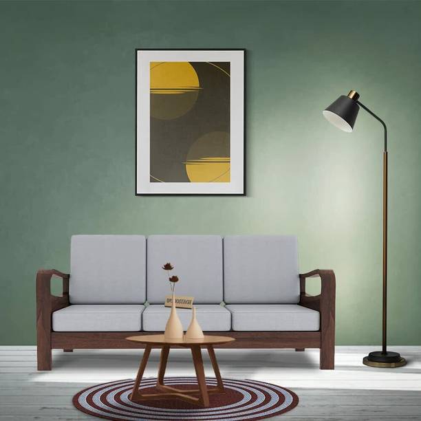 WOODSTAGE Sheesham Wood 3 Seater Sofa For Livingroom/Bedroom/Home/Office Fabric 3 Seater  Sofa
