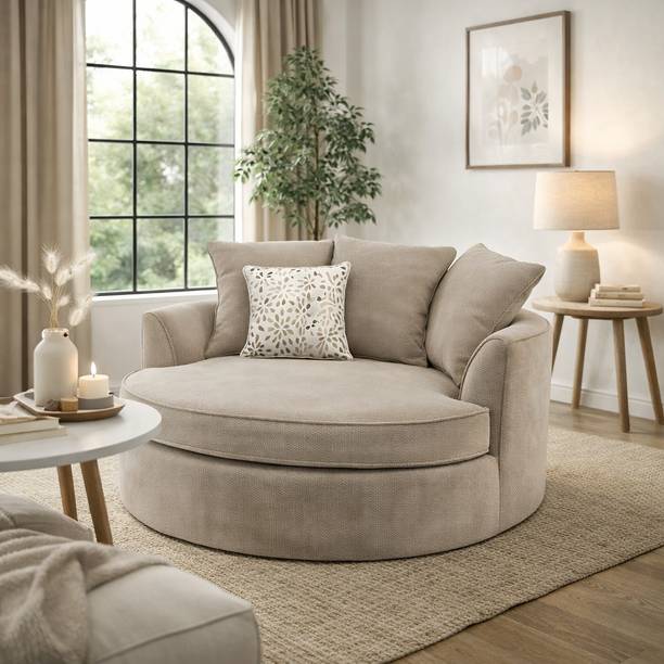 sofynest Aura Velvet Fully Upholstered Rounded Double Seater Sofa Fabric 2 Seater Sofa