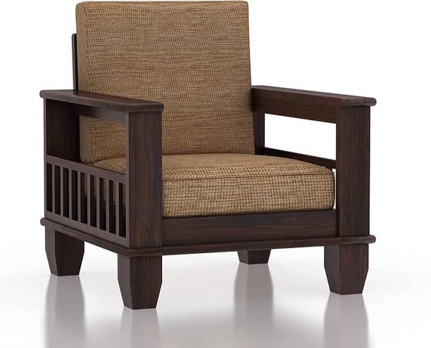 PR FURNITURE Sheesham Wood One Seater Sofa For Living Room/ Office| Fabric 1 Seater  Sofa