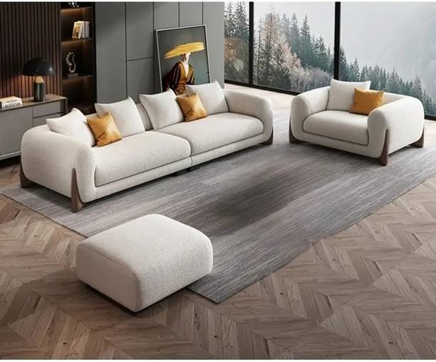 Home wood Fabric 6 Seater Sofa (Finish Color - cream, Pre-assembled) Fabric 6 Seater  Sofa