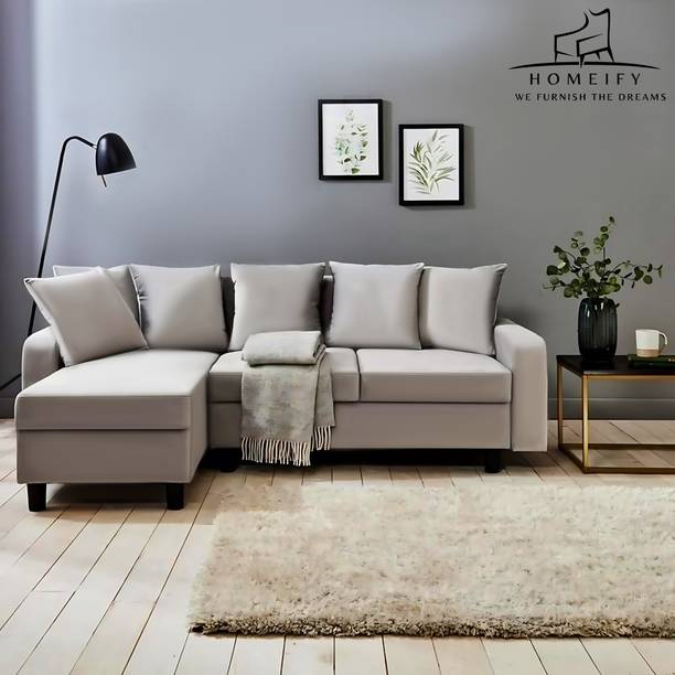 Homeify Eileen 3 Seater Upholstered Fabric Right Extended Sectional Sofa Set Fabric 3 Seater  Sofa