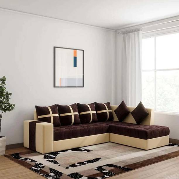 Kendalwood Furniture L Shape Sofa | Sofa for Living Room | Sofa for Home & Office Fabric 6 Seater  Sofa