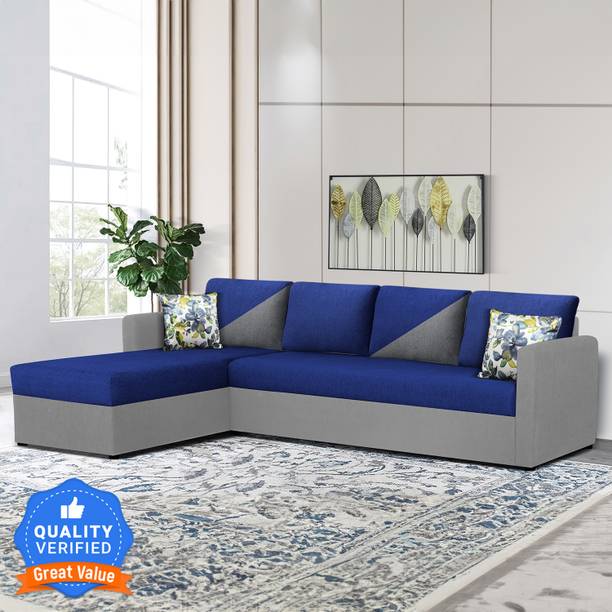 Trevi Bliss E2O LHS Sectional Royal Grey & Cool Cobalt Fabric 6 Seater  Sofa