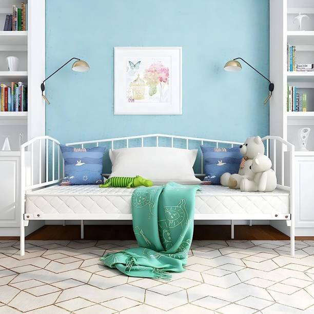 Vibrant Interior Cora White Metal (6x3) Fabric 3 Seater  Sofa