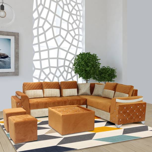 Urban Daily Torquo L Shape Sofa Set for Living Room Fabric 8 Seater  Sofa