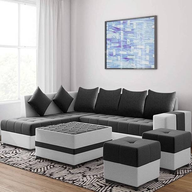 TrueValue Premium Quality L Shape LHS Molfino Fabric 8 Seater  Sofa