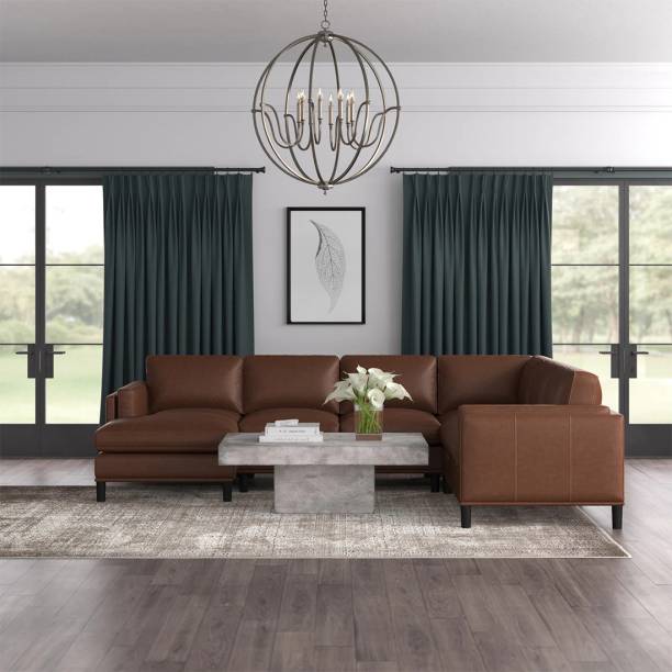 Torque Stanley 7 Seater U Shape Leatherette Modular Sofa for Living Room - Brown Leatherette 7 Seater  Sofa