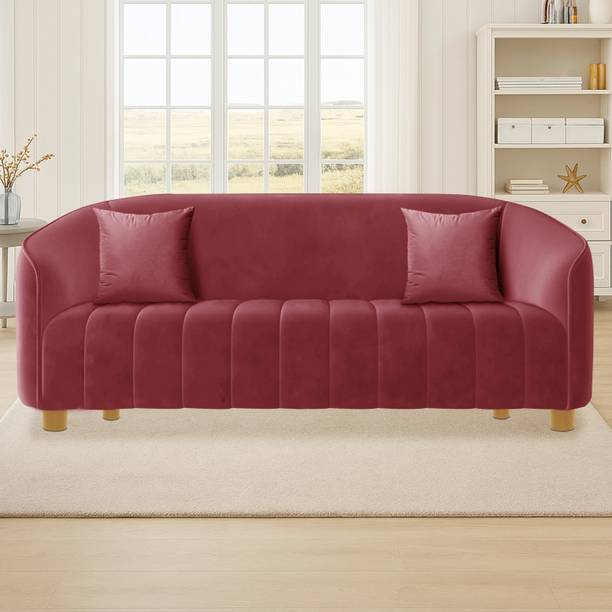 Flipkart Perfect Homes Wooden Sofa, Contemporary Modern & Cozy Fabric 3 Seater  Sofa