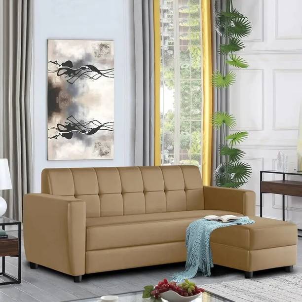 WAKESURE Premium Quality Velvet Fabric 4 Seater  Sofa