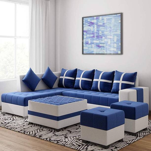 sugandha LHS Premium Quality 8 Seater Holland Fabric 3 + 2 + 2 + 1 Sofa Set
