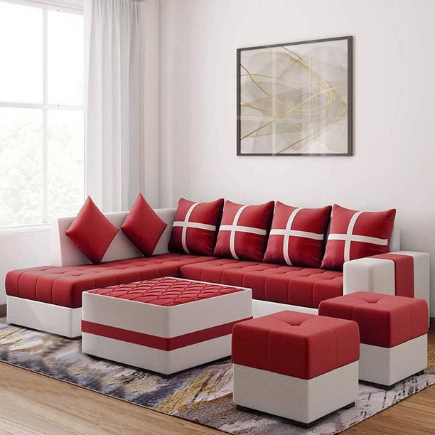 Torque Jamestown L Shape LHS sofa with center table and Puffy Fabric 8 Seater Sofa