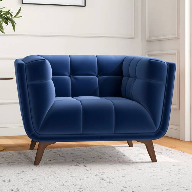 Torque Louis 1 Seater Fabric Sofa For Living Room| Bedroom| Office - Blue Fabric 1 Seater  Sofa