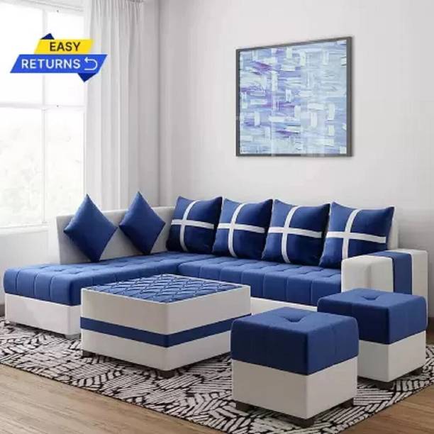 LSI SIGNATURE BLUE LEFT Leatherette 8 Seater  Sofa