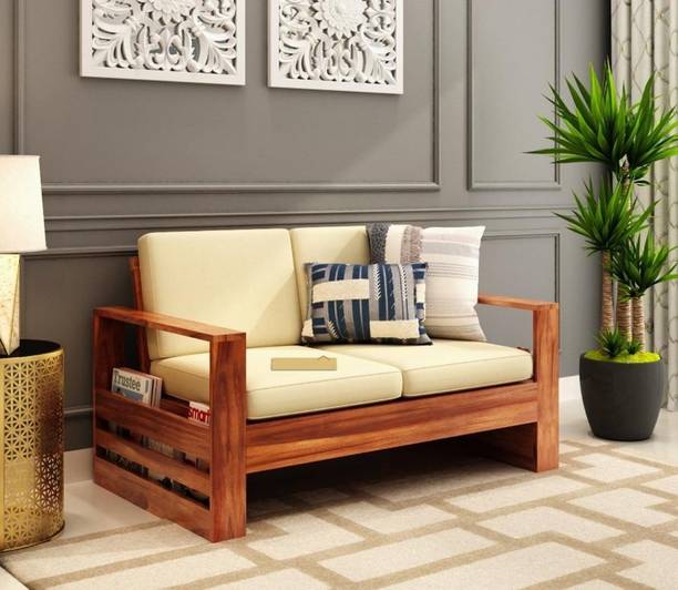 Allie Wood Sheesham Fabric 2 Seater  Sofa