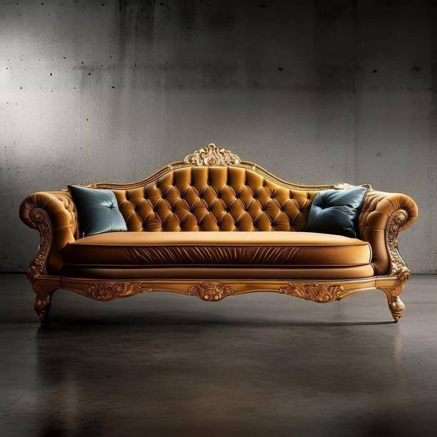 Home wood Fabric 3 Seater Sofa (Finish Color - Yellow, DIY(Do-It-Yourself)) Leather 3 Seater  Sofa