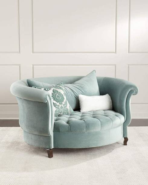 India wood mart Barrel chair/ Large Round Sofa American Round Single Art Leisure Fabric 1 Seater  Sofa