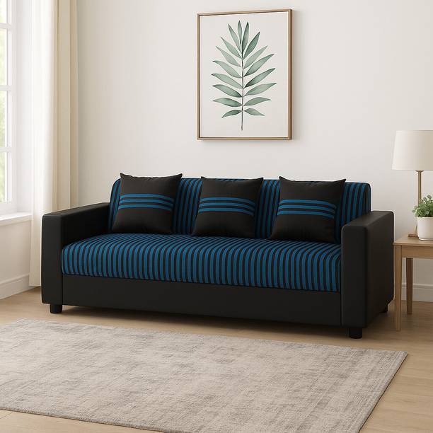 Flipkart Perfect Homes New Crete Striped Design Fabric 3 Seater  Sofa