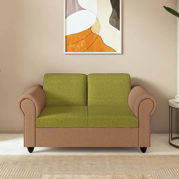 Wakeup India Snugy Sofa 2 Seater Fawn and Mehandi Fabric 2 Seater  Sofa