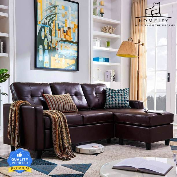 Homeify Flora Interchangeable 4 Seater Sofa Set for Living Room Leatherette 4 Seater  Sofa