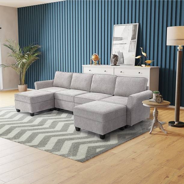 Apostate Vianor 6 Seater U shaped Sectional Sofa For Living Room Fabric 6 Seater  Sofa