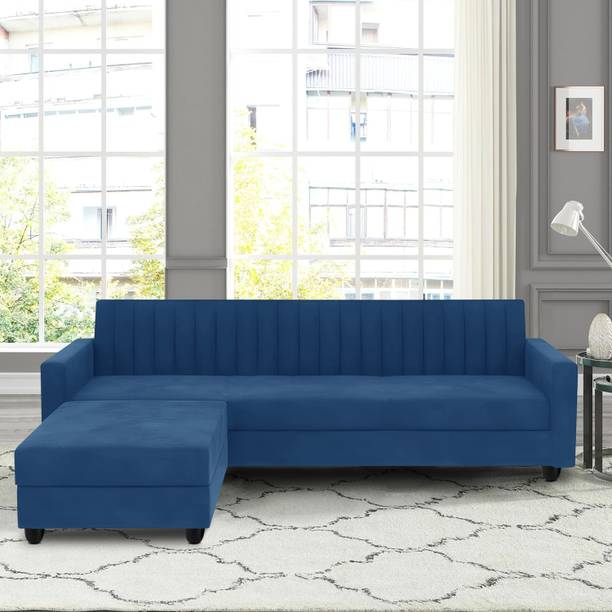 Uarban-hume-furniture Premium Quality Velvet LSHAPE Fabric 4 Seater  Sofa