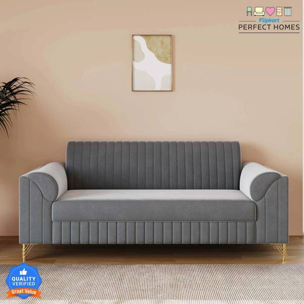 Flipkart Perfect Homes SoftAura luxurious velvet fabric smooth finish l Ideal for living, Guest lounges Fabric 3 Seater  Sofa