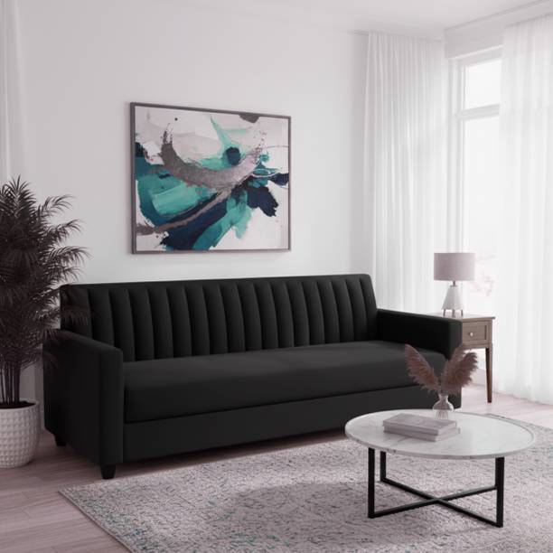 WAKESURE Premium Quality Velvet Fabric 3 Seater  Sofa