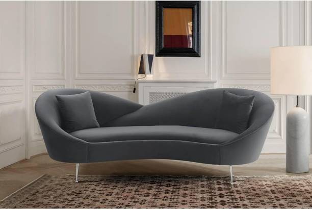 India wood mart Sofas Set Modern Designed Velvet Curved Back 3-Seater Sofa. Fabric 3 Seater Sofa