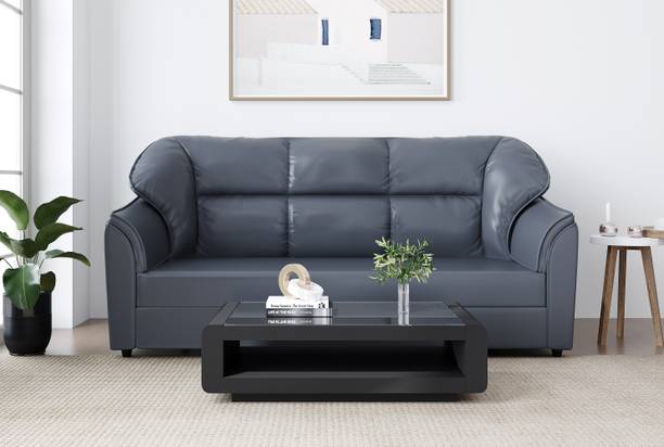 Artesia Elegant 3 Seater Sectional Sofa Upholstered in Rich Grey Leatherette Leatherette 3 Seater  Sofa