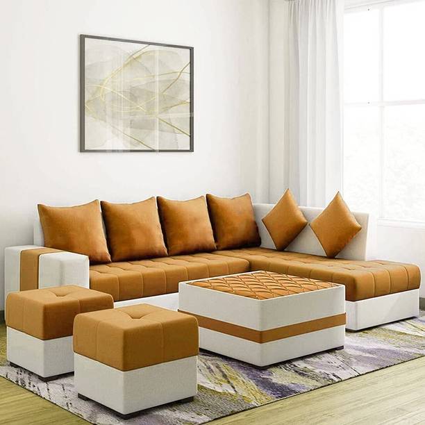 TrueValue Premium Quality L Shape RHS Molfino Fabric 8 Seater  Sofa
