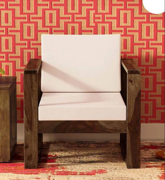 Allie Wood Sheesham Solid Wood Fabric 1 Seater  Sofa