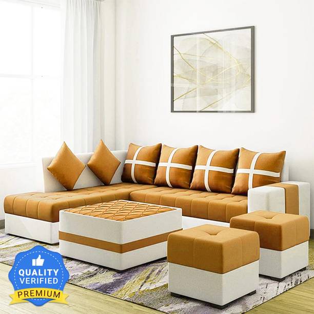 Torque Jamestown L Shape LHS with center table and Puffy Fabric 8 Seater  Sofa
