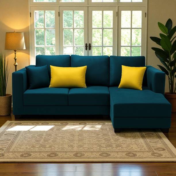 FURNY Milosa 4-Seater Fabric RHS L Shape Sofa Set for Living Room Fabric 4 Seater  Sofa