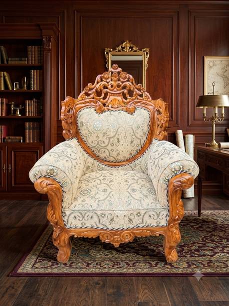 DECORLEVEL Wooden Sofa Set | Fabric 1 Seater  Sofa
