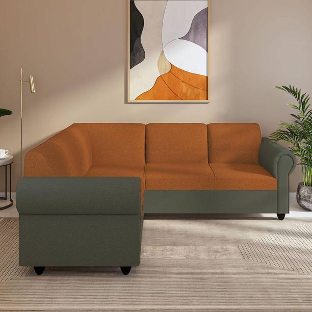 Wakeup India Snugy Sofa 5 Seater RHS Dark Grey and Dark Orange Fabric 5 Seater  Sofa